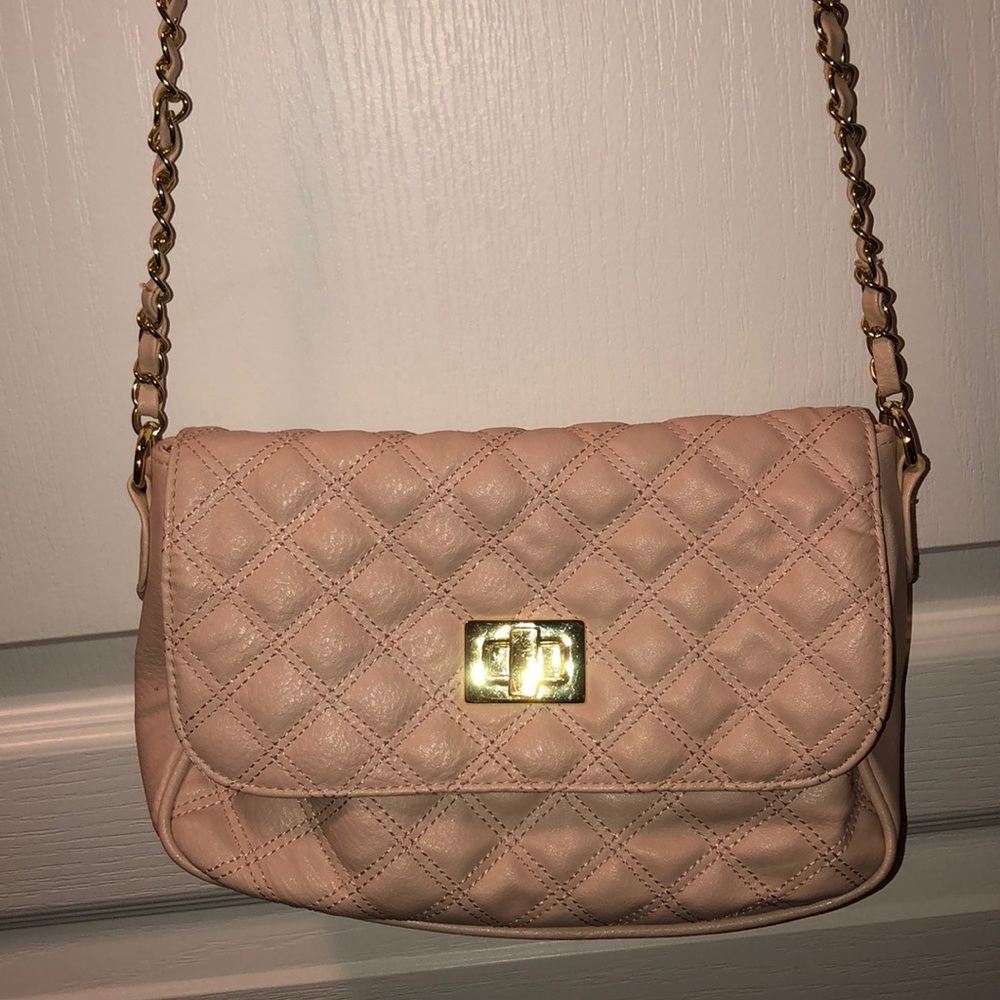 ASOS quilt pink/nude faux leather crossbody bag